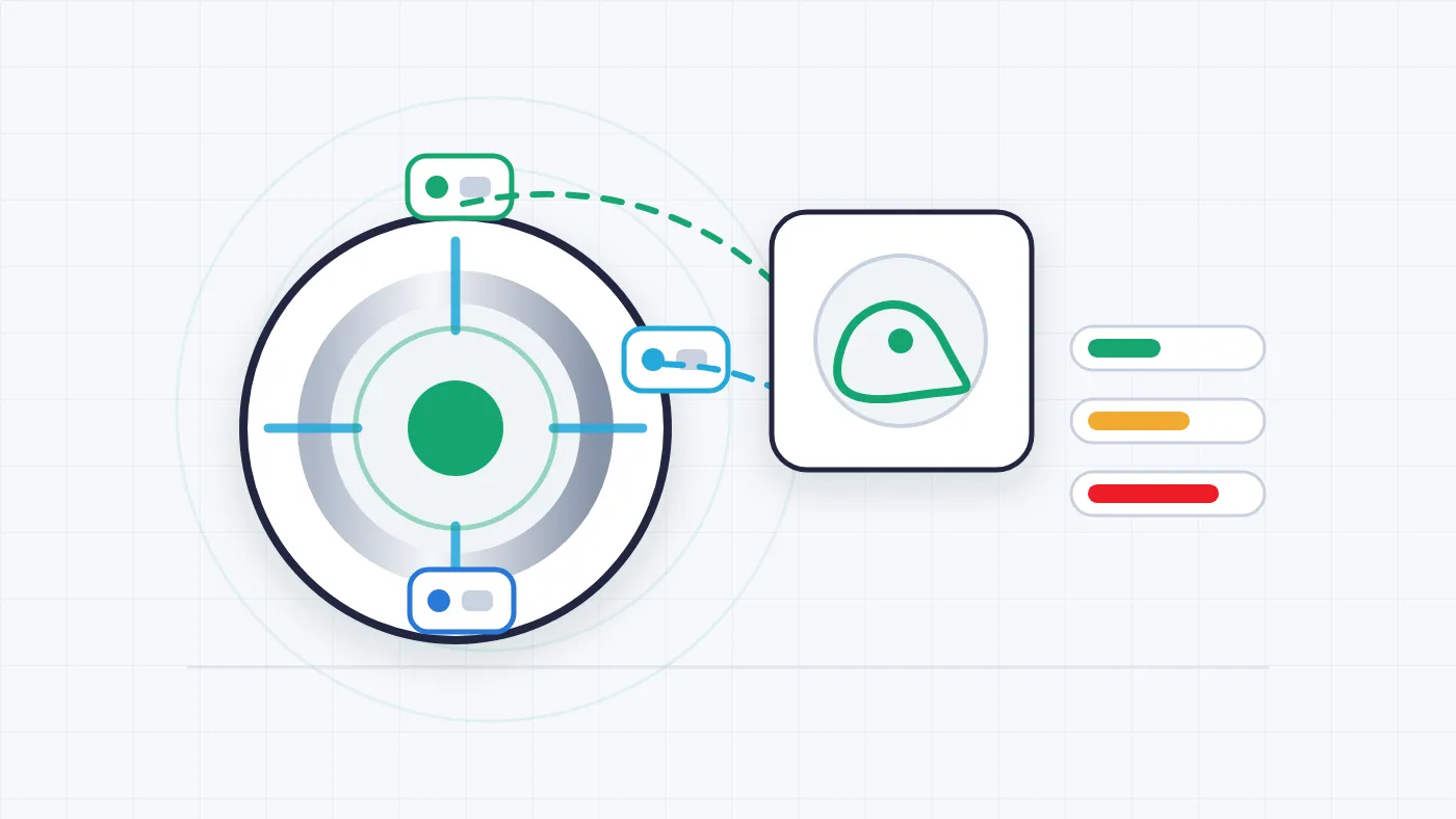 Wireframe of a monitored rotating asset with mounted sensors and health dashboard
